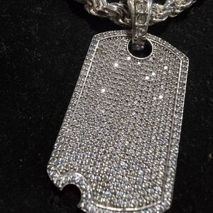Silver Dog Tag Pendant Necklace